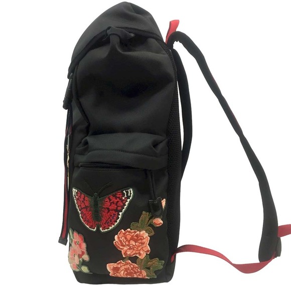 Gucci Tiger Backpack Travel Bag Push Lock Techno Canvas Black - Picture 4 of 9